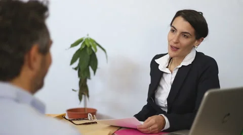 Presenting CV at a Job interview Stock Footage 42227940
