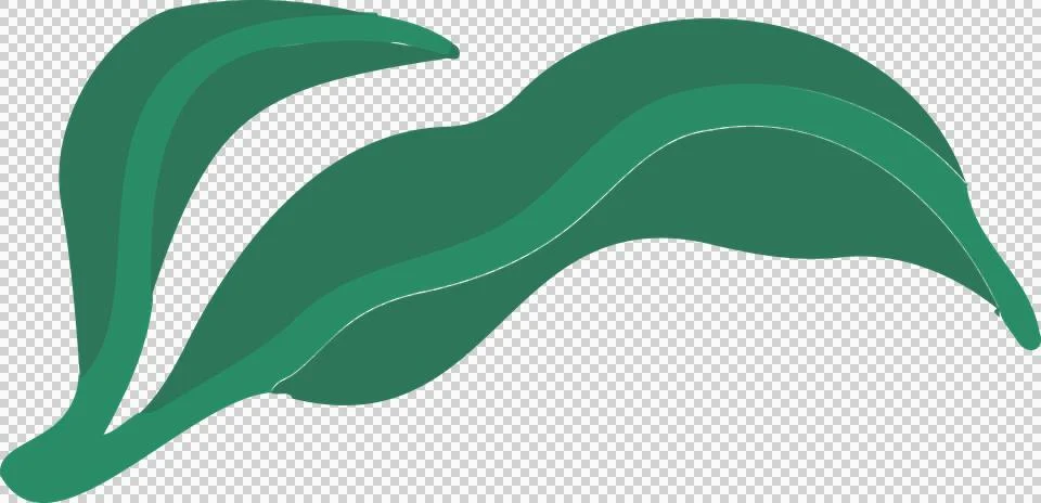 Presenting flat design layering green curves evoking leaves on transparent Stock Illustration