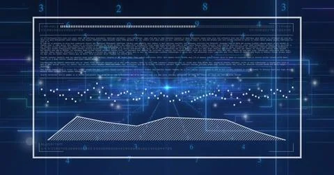 Presenting framed data panel on simulated screen, showing alphanumeric data and 스톡 사진