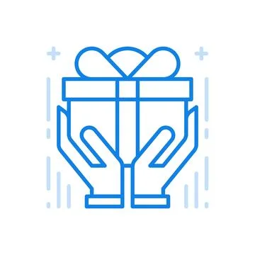 Presenting gift icon vector. Festive birthday present prize for lucky winner. Stock Illustration