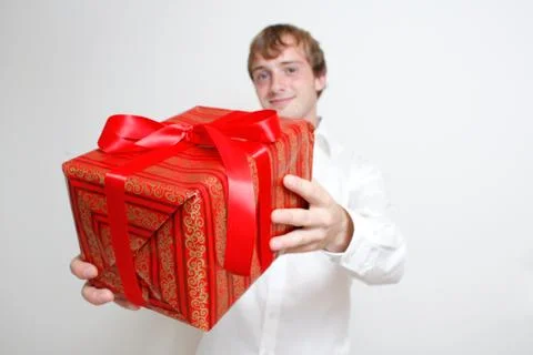 Presenting a gift Stock Photos
