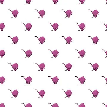 Presenting hand truck pink boxes seamless pattern Stock Illustration