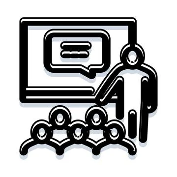 Presenting information to an audience with discussion Stock Illustration
