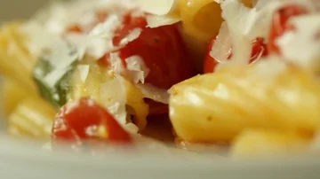 Presenting a Plate of Pasta Stock Footage 86129326