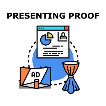 Presenting proof concept with data analysis and ad stand Stock Illustration