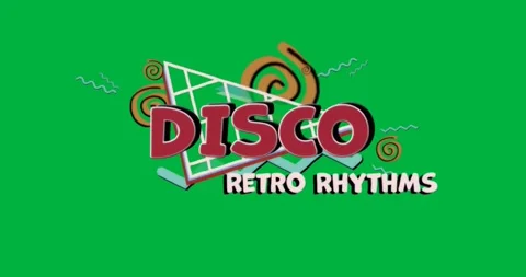 Presenting retro DISCO and RETRO RHYTHMS music promo on transparent background Stock Footage 317526941