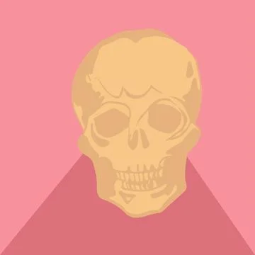 Presenting skull in flat design featuring yellow and pink triangle shadow on Stock Illustration