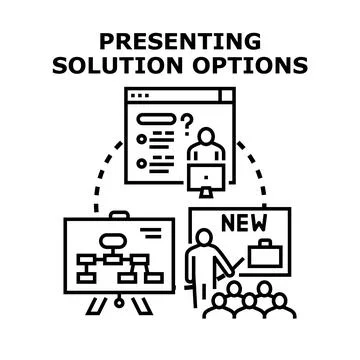 Presenting solution options and strategy concepts for business development Illustration