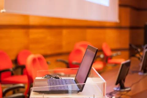 Presenting stand desk Stock Photos