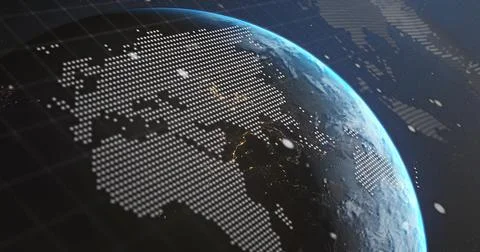 Presenting stylized Earth globe hovering in orbital view, with dot overlay and 스톡 일러스트