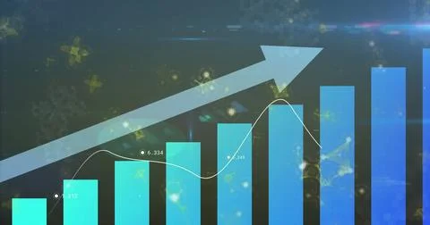 Presenting vertical bar chart illustrating rising data on digital dashboard, Foto stock