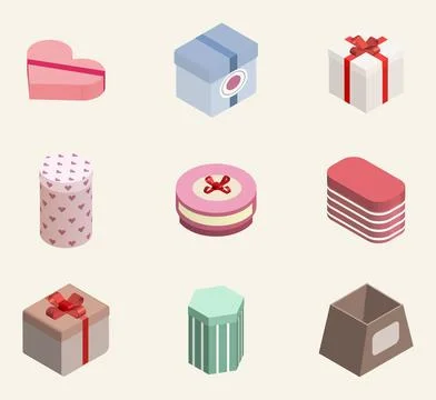Present's boxes vector isometric illustrations Stock Illustration