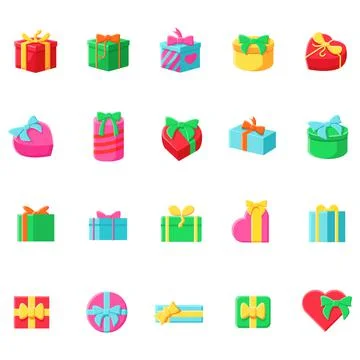 Presents flat icons set Stock Illustration