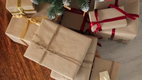 Presents. gift box, under the Christmas tree. Stock Footage 167541978