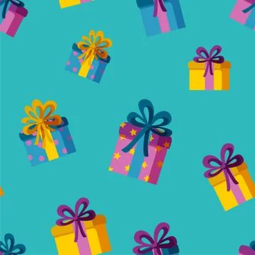 Presents in seamless pattern. Pattern for wraping paper, backgrounds, wallpapers Illustrazione stock