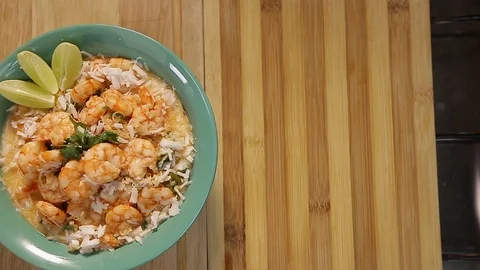Presents Shrimp Dish Video stock 123258250