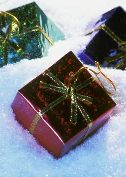 Presents In Snow Foto stock
