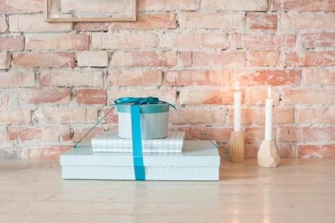 Presents on table Fotos Stock
