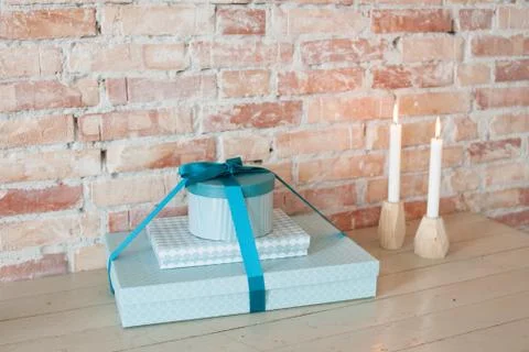 Presents on table Stock Photos