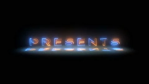 Presents Text Animation With Neon Effect Stock Footage 197379667