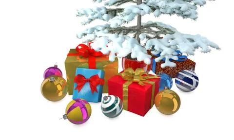 Presents with Tree Stock Illustration