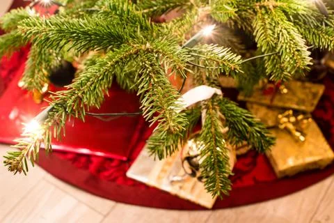 Presents under the christmas tree Stock Photos