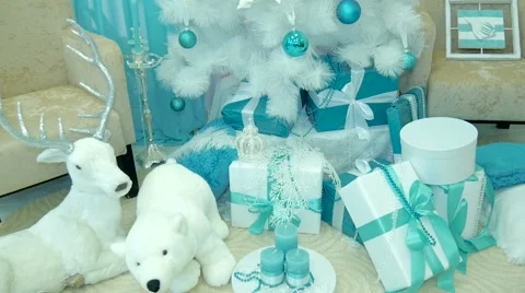 Presents under decorated Christmas tree Stock Footage 68773290
