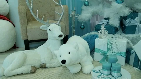 Presents under decorated Christmas tree Video stock 68998236
