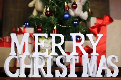 Presents under the tree Christmas concept of crhristmas and new year backg... Stock Photos