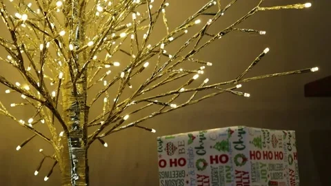 Presents under a Tree Lights Stock Footage 229457638