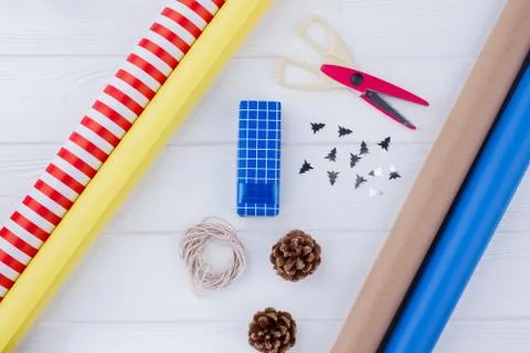 Presents wrapping and packaging. Stock Photos