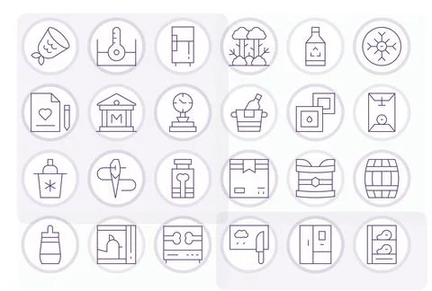 Preservation Complete Vector Package with 24 256x256 Thin Line Grid Fitted .. Ilustración de archivo