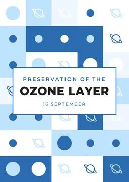Preservation of the Ozone Layer geometric block poster, 16 September Illustrazione stock