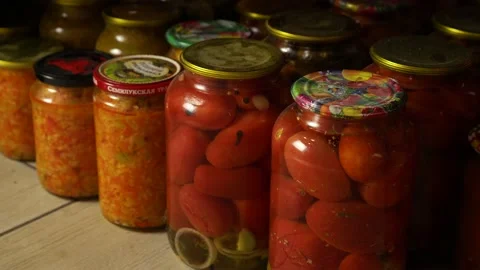 Preservation of vegetables. An industrial line for processing and preserving Stock Footage 167698356