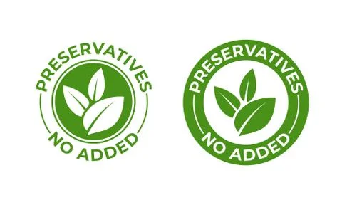 Preservatives no added vector green organic leaf icon. Preservatives free, na Illustrazione stock