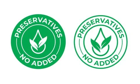 Preservatives no added vector icon. Green leaf and drop, preservatives free n Stock Illustration
