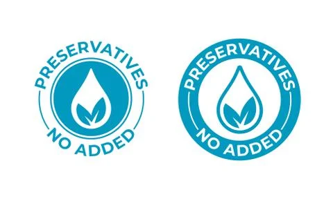 Preservatives no added vector leaf and drop icon. Preservatives free seal sta Stock Illustration