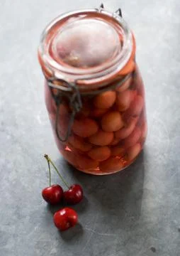 Preserved cherries Stock Photos