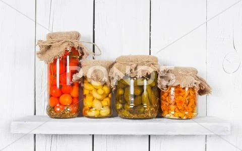 Preserved Food In Glass Jars