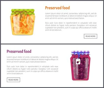 Preserved Food Posters Set Vector Illustration Ilustración de archivo