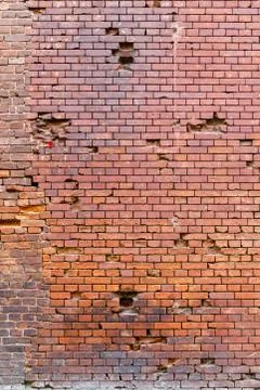 Preserved old brickwork of the ring barracks in the Brest Fortress, Belarus Stock Photos