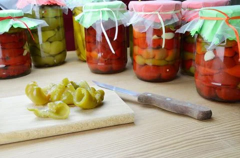 Preserved peppers Stock Photos