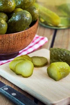 Preserved pickled cucumbers Stock Photos
