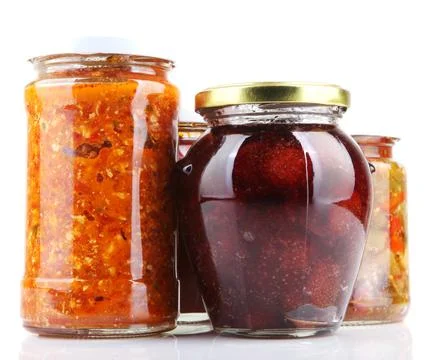 Preserved Vegetables On White Background Stock Photos
