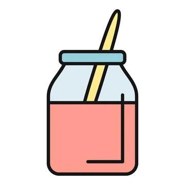 Preserves jar with spoon flat icon design Stock Illustration