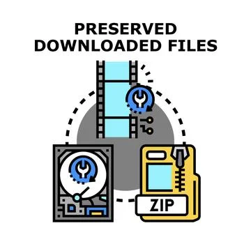 Preserving downloaded files and data storage archiving イラスト素材
