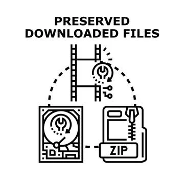Preserving downloaded files and data storage archiving Stock Illustration