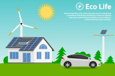 Preserving the environment and using renewable energy sources Stock Illustration