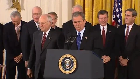 Pres.G Bush approves U.S.A. Patriot Act, Anti-Terrorism Legislation - 2001 Stock Footage