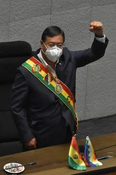 President of Boliva Luis Arce presents report in Parliament, La Paz, Bolivia - 0 Stock Photos